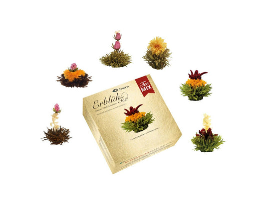 Creano Blooming Tea Mix – 6 Varieties of White, Green & Black Tea | Handcrafted Flowering Tea Gift Set
