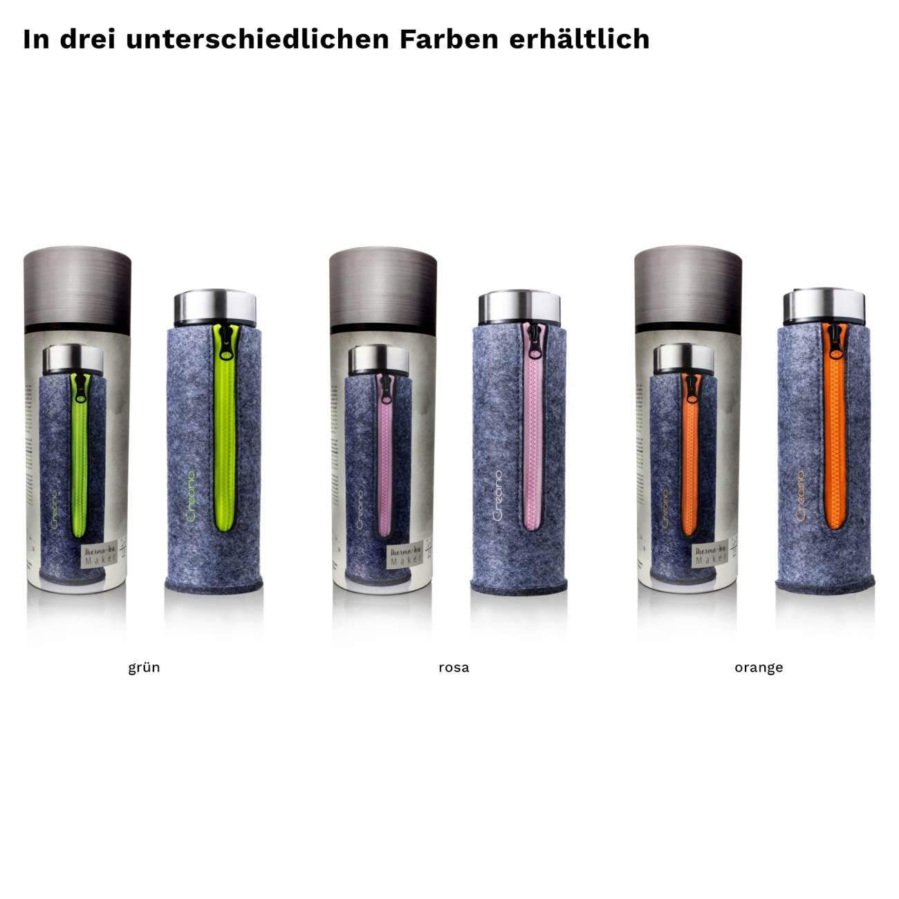 Double-walled teamaker incl. felt bag (400ml); orange