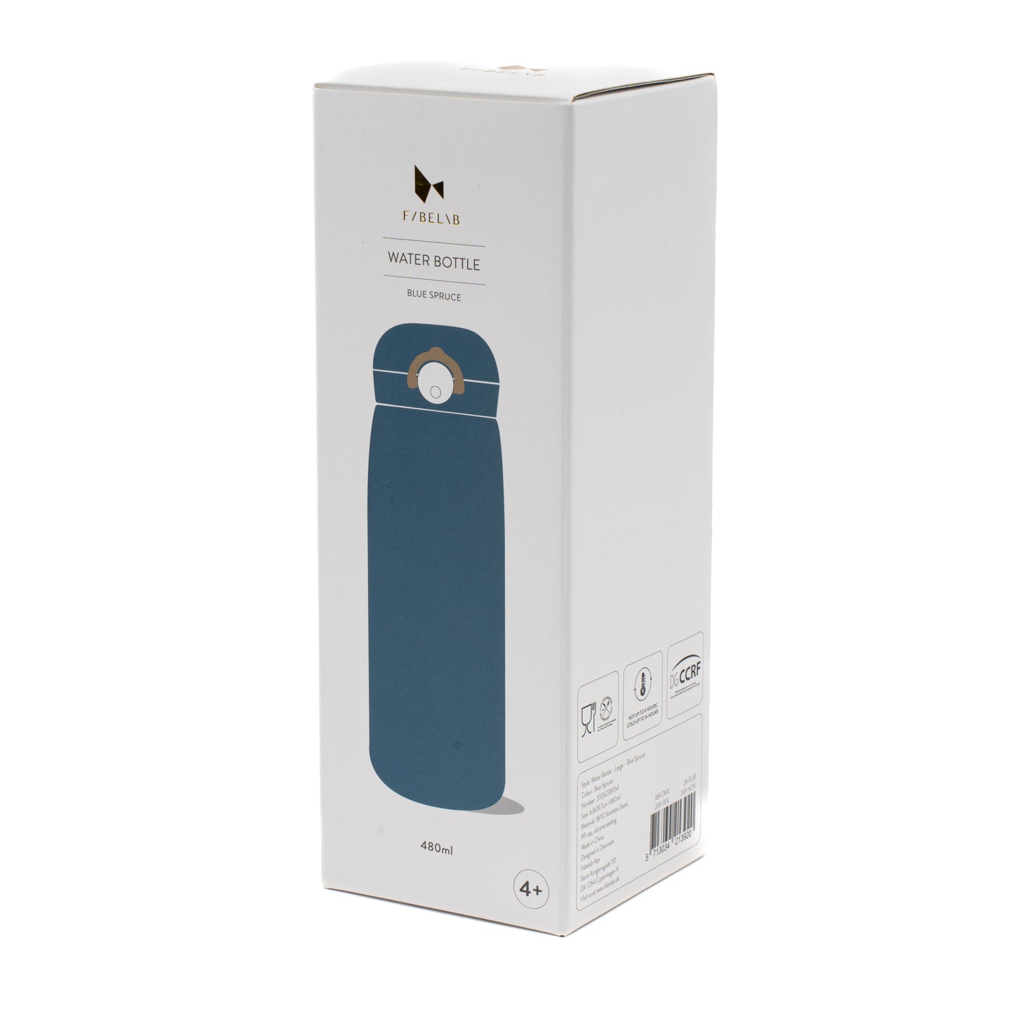FABELAB didelis vandens buteliukas „Mėlynoji eglė“ 480 ml