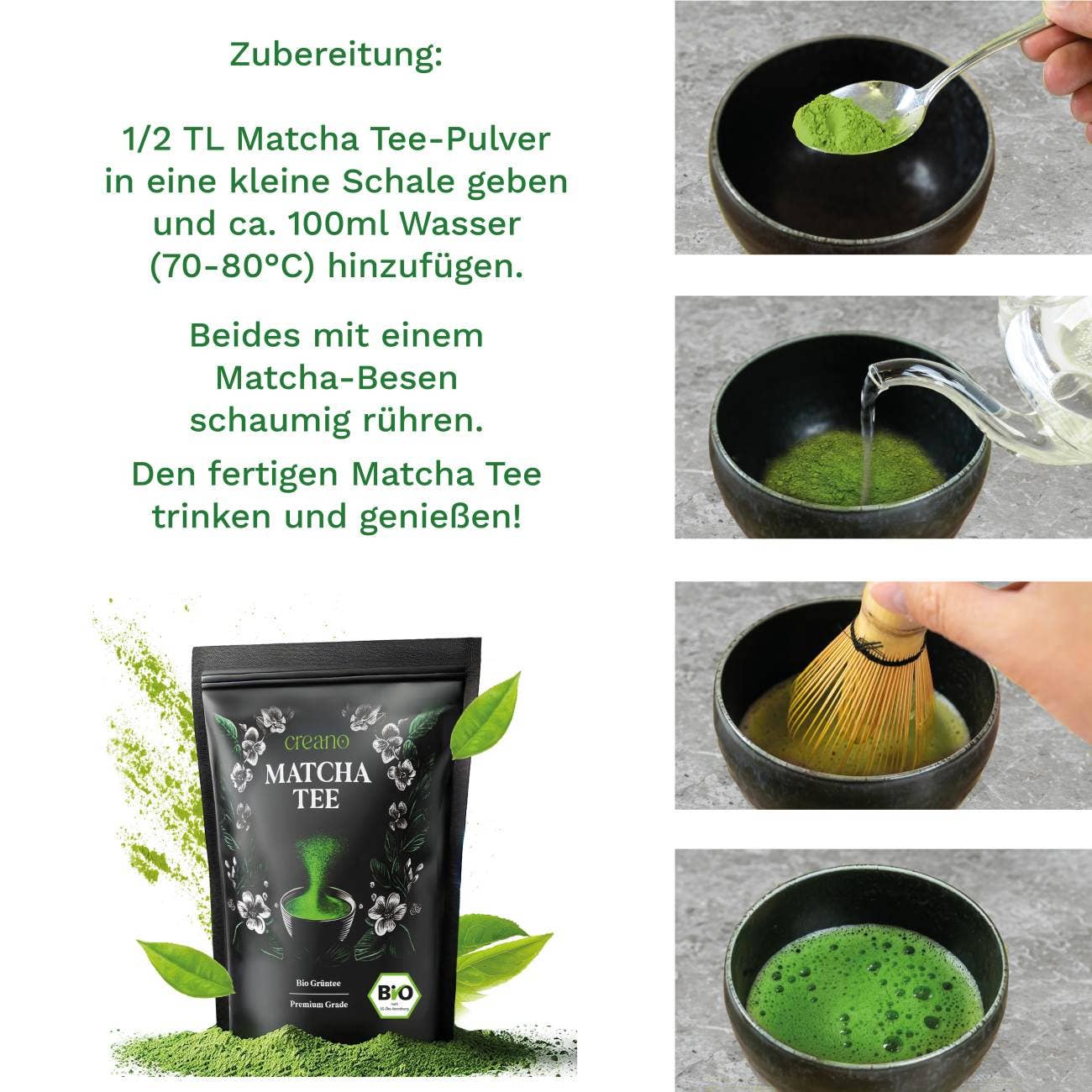 Creano organic matcha tea 100g - premium quality