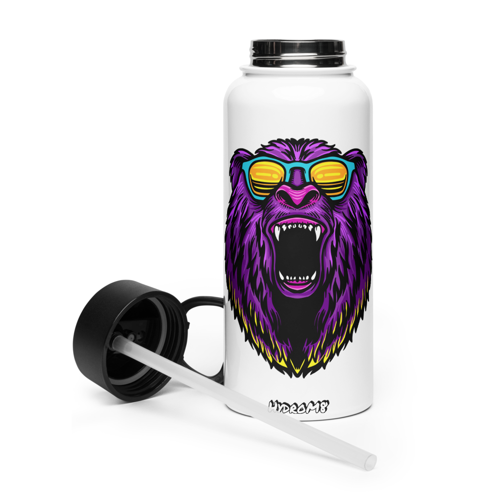 HydroM8 "Bear" Stainless steel water bottle with a straw lid