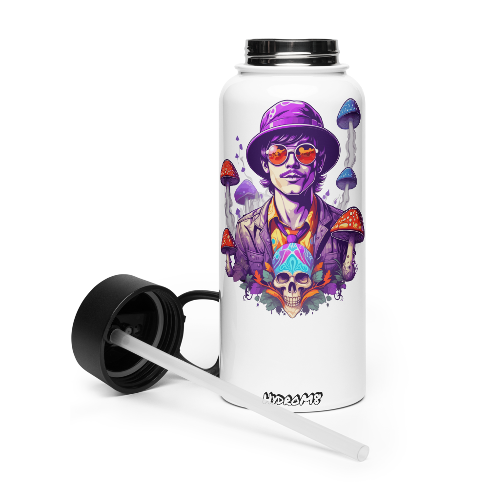 HydroM8 "PSY - v.2" Stainless steel water bottle with a straw lid