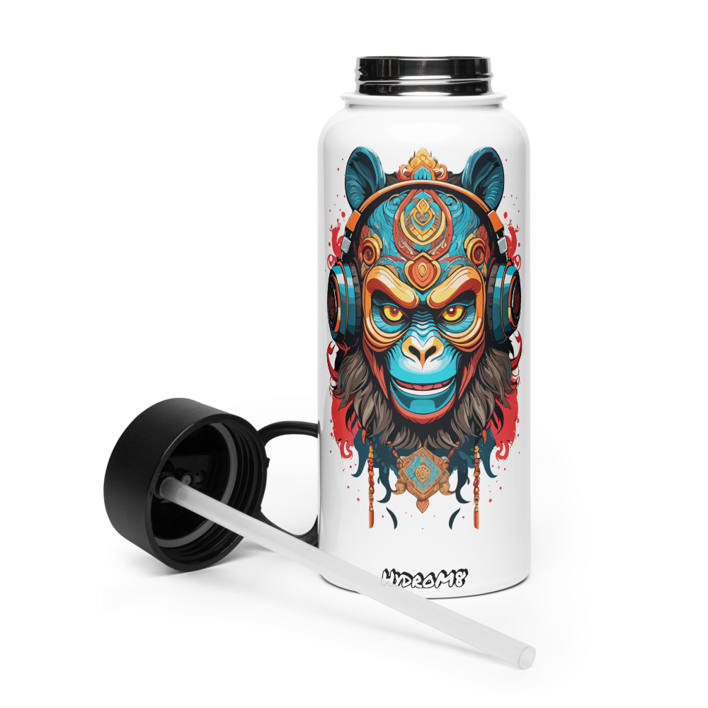 HydroM8 "PSY - v.4" Stainless steel water bottle with a straw lid