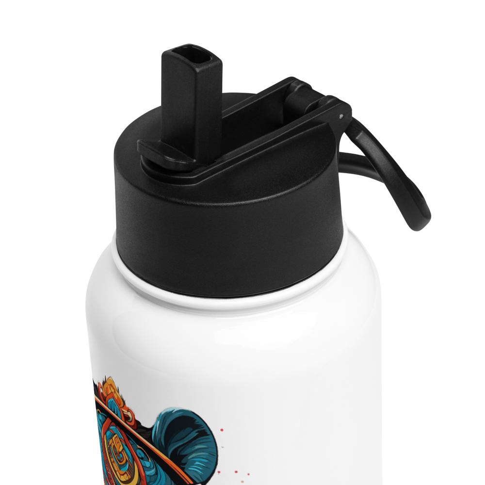 HydroM8 "PSY - v.4" Stainless steel water bottle with a straw lid
