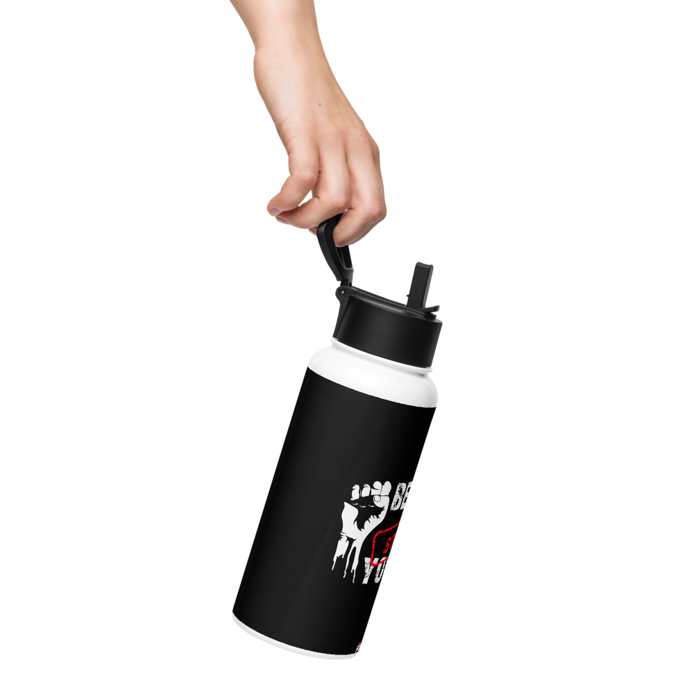 HydroM8 'GYM - v.19" Nerūdijančio plieno vandens butelis su šiaudiniu dangteliu