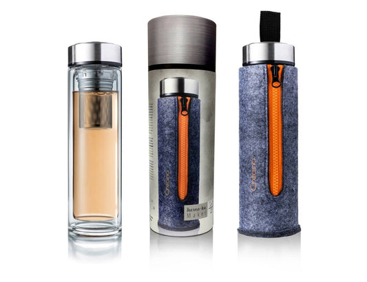 Double-walled teamaker incl. felt bag (400ml); orange