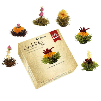 Creano Blooming Tea Mix – 6 Varieties of White, Green & Black Tea | Handcrafted Flowering Tea Gift Set