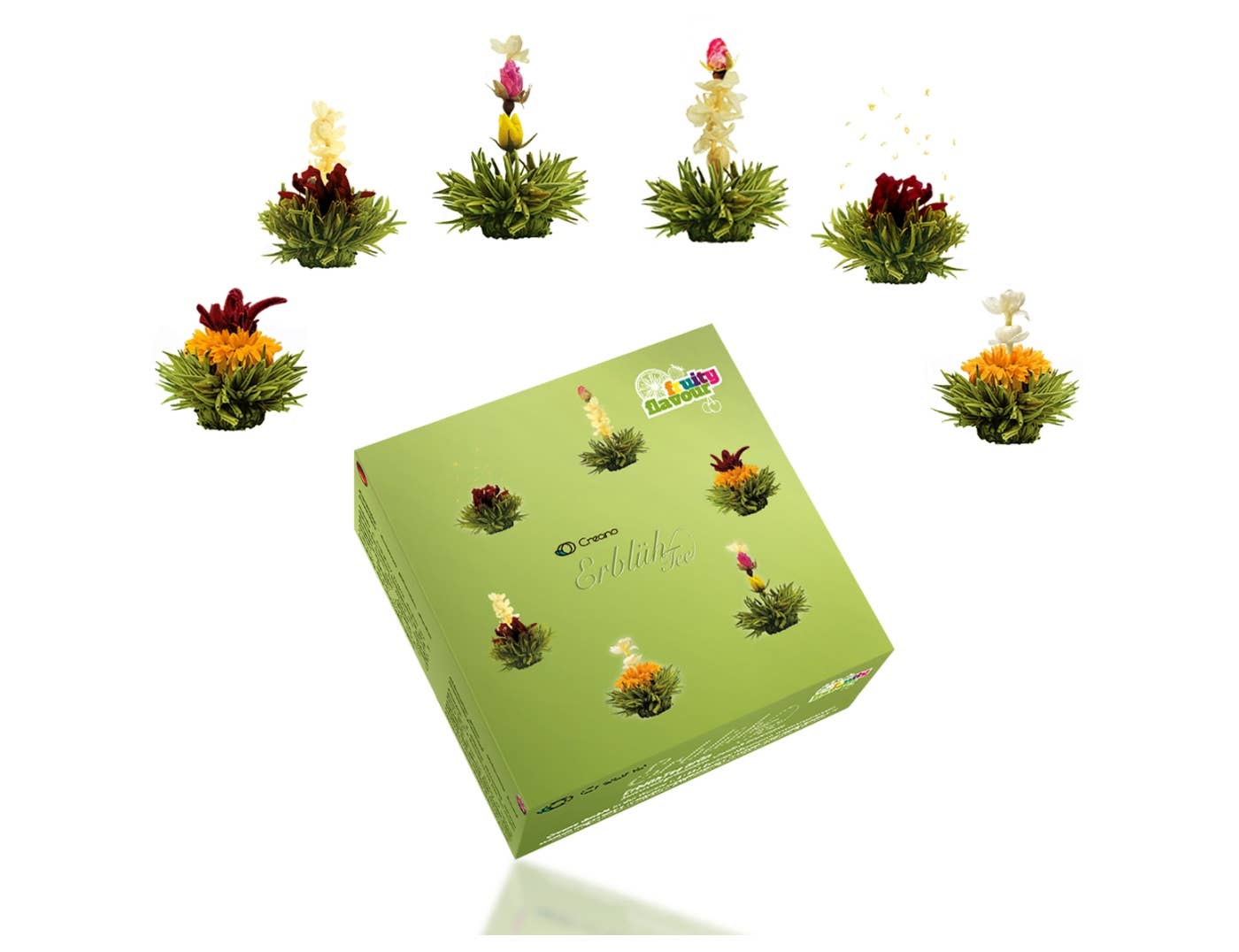 Creano Blooming Tea Mix – Fruity Green Tea with 6 Varieties | Handcrafted Flowering Tea Gift Set