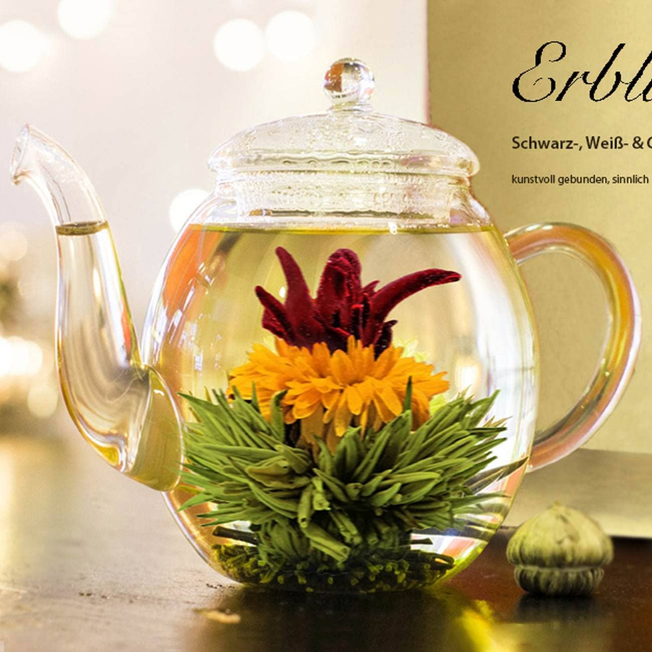 Creano Blooming Tea Mix – 6 Varieties of White, Green & Black Tea | Handcrafted Flowering Tea Gift Set