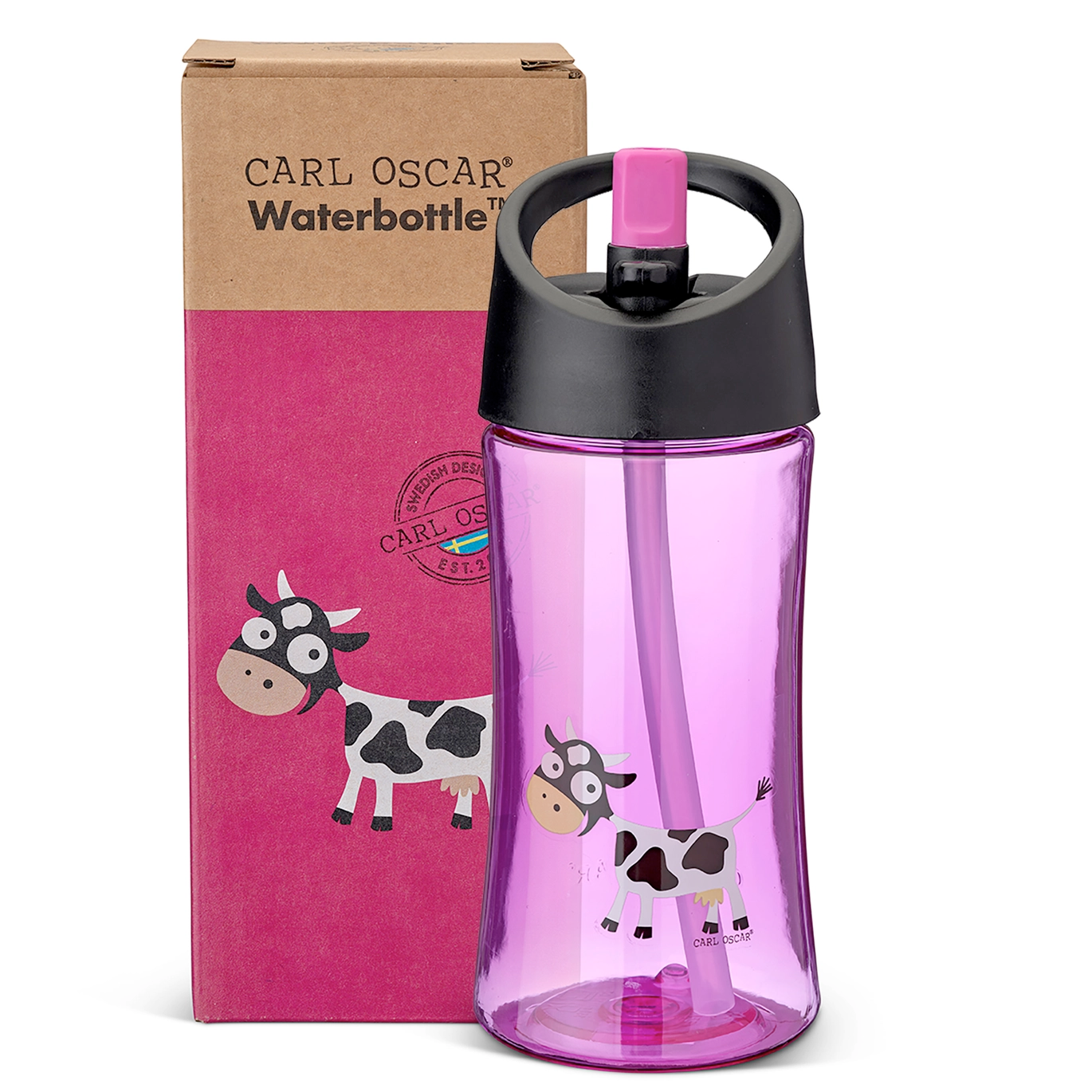 Carl Oscar Water Bottle Kids 0.35 L - Cow Purple