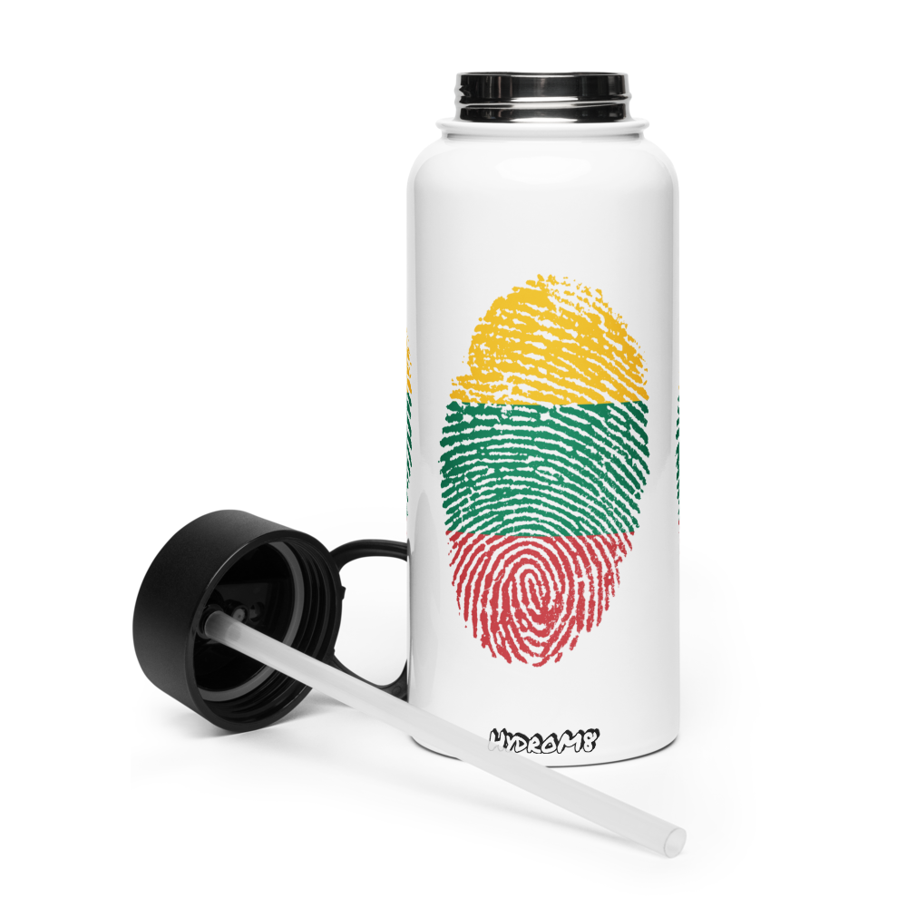 HydroM8 - LT Fingerprint Stainless steel water bottle with a straw lid