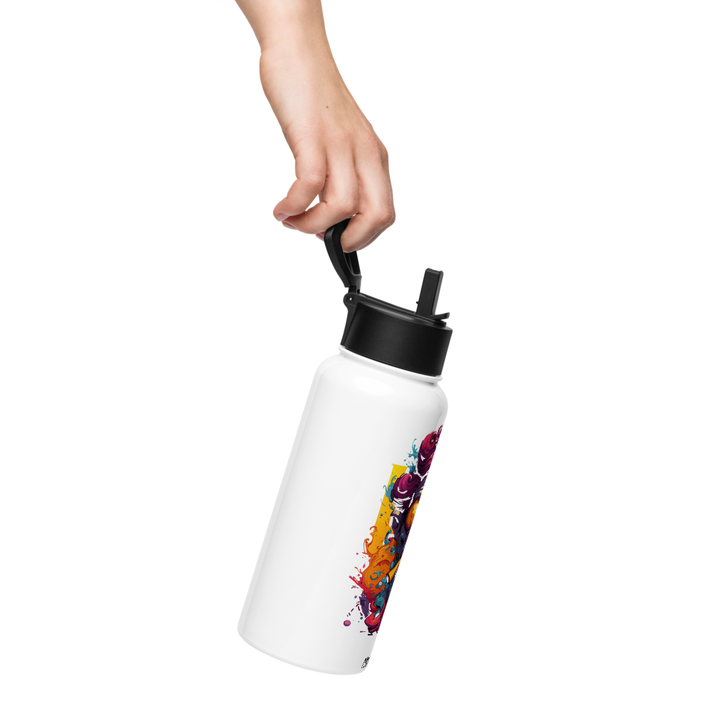 HydroM8 "PSY - v.23" Nerūdijančio plieno vandens butelis su šiaudiniu dangteliu