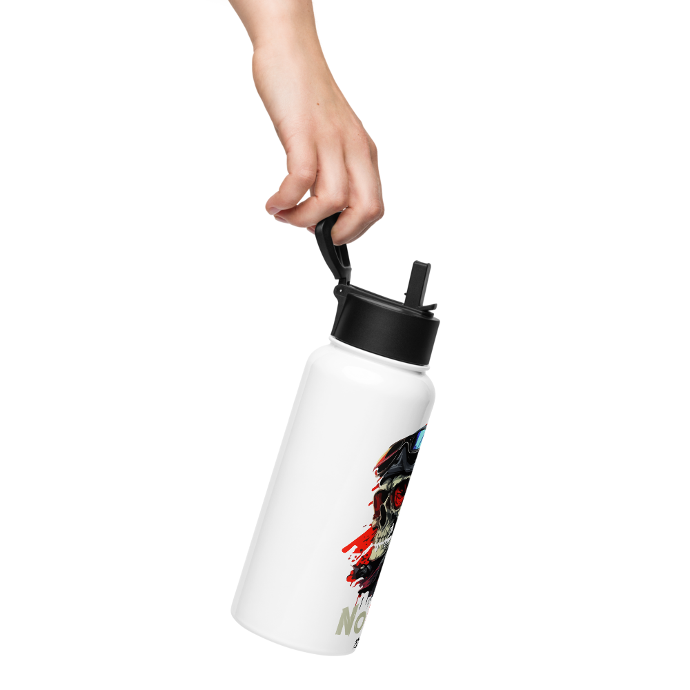 HydroM8 "No War" Stainless steel water bottle with a straw lid