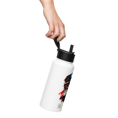 HydroM8 "No War" Stainless steel water bottle with a straw lid